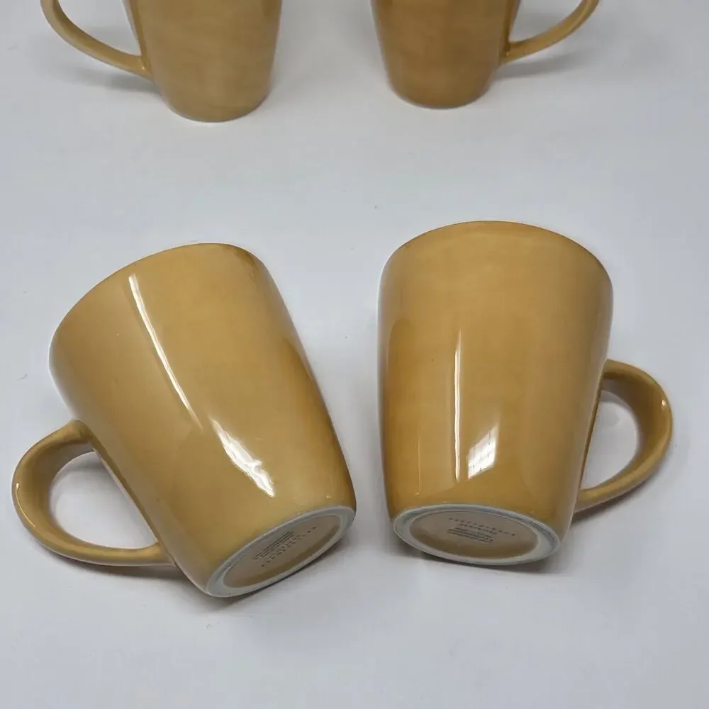 Pottery Barn Sausalito Amber Yellow Mug Made in China Set Of 4 **flaw
